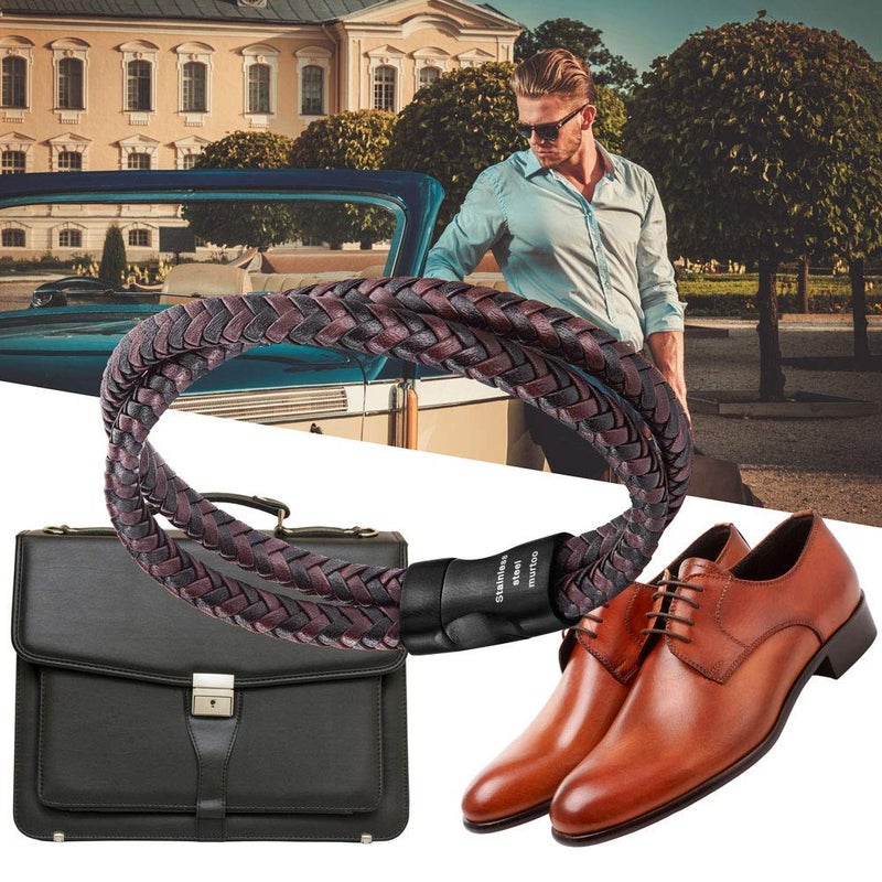 murtoo Mens Bracelet Leather Braided, Brown and Black Leather Bracelet for Men - Image 5